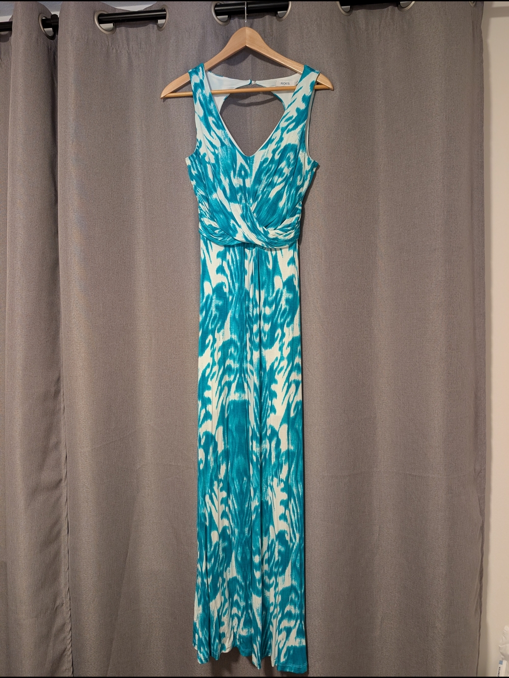 Ricki's Teal and White Printed Sleeveless Maxi Dress